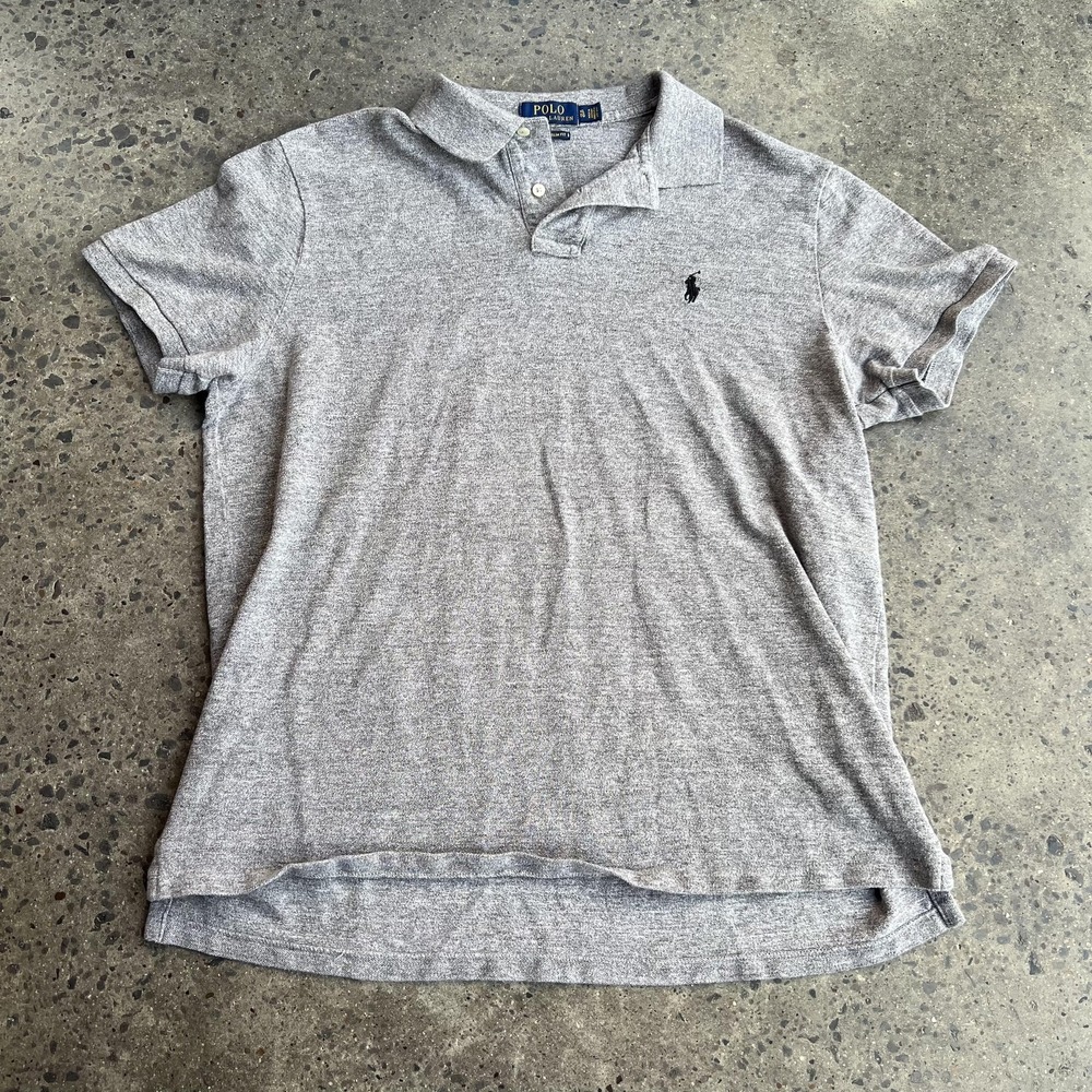 Polo Ralph Lauren Polo Shirt Mens XL Gray Custom Slim Fit Pony Logo Casual